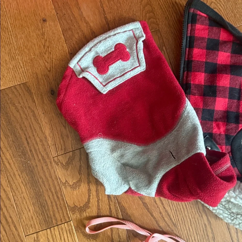 Assorted 9 Dog Sweaters and Accessories for small dog.